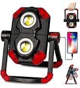 LED Work Light Rechargeable, 2 COB 2500LM Folding Portable Flood Light with Magnetic Base and 360...
