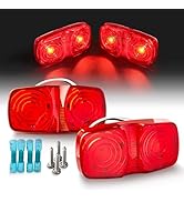 Oyviny Trailer Marker LED Light with 2 SMD LEDs, SAE DOT Double Bullseye 4x2 Inch RED RV Clearanc...
