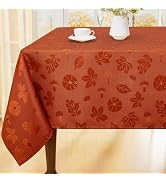 Moosfor Thanksgiving Tablecloth Rectangle 60x84 Inch, Waterproof Autumn Pumpkin Mushroom Jacquard...