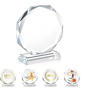 Alipis Crystal Trophy: Glass Award Plaque - Engravable Desktop Transparent Trophy for Recognition...