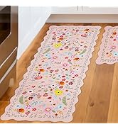 CQKEDMA Scalloped Kitchen Rugs Sets of 2, Kitchen Mat Non Slip Washable, Kitchen Mats Cushioned A...