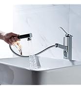 KAIYING Pull Down Bathroom Sink Faucet, Modern Lavatory Vessel Sink Faucet, Utility Single Hole K...