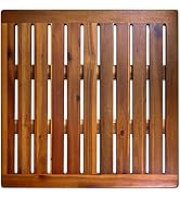 DEMIGO Acacia Wood Mat, Luxury Bath Mat 21x21 Inch, Shower Stall Mat Non Slip for Bathroom Bathtu...