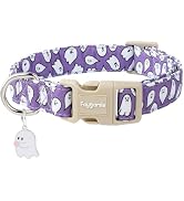 Faygarsle Halloween Dog Collar with Charm, Purple with Ghost Pattern, for Small Medium Large Dogs S