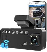 XEGA 4G LTE Dash Cam Front Inside, No WiFi Car Security Camera, Remote Live-View, Instant Alert v...