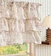 jinchan Ruffled Floral Valance Curtain Shabbychic Linen Window Valance 18 Inch Farmhouse Rustic W...