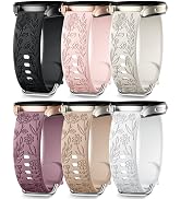 SNBLK Floral Engraved Bands Compatible with Samsung Galaxy Watch 7 6 5 4 Active 2 FE 40mm 44mm/5 ...