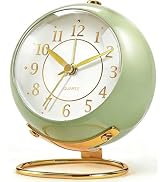 Azxb Analog Alarm Clock, Retro Small Desk Clock with Night Light, Cute Simple Design, Silent Non-...