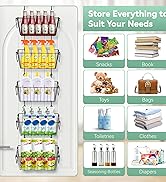 Ziroland Over The Door Organizer – 5 Removable Hanging Baskets, Back of Door Storage for Bathroom...