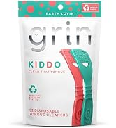 GRIN Kiddo Tongue Cleaner, 32 Count, Disposable Tongue Cleaner, Hygienic Scraper, Jumbo Grip, Rec...
