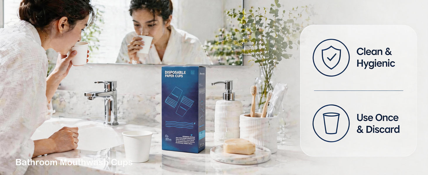 3 oz , Bathroom Mouthwash Cups, Leak-Proof Small Paper Cups for Bathroom & Espresso