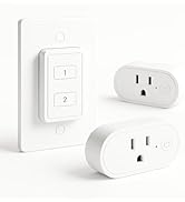 LoraTap Remote Control Outlet, On Off Light Switch with Wall Plate - Wireless Control 2 Plugs fro...