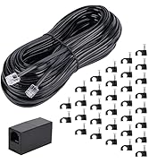 Ubramac Telephone Extension Cord Phone Cable Line Wire, with Standard RJ11 Plug (100FT-Black)