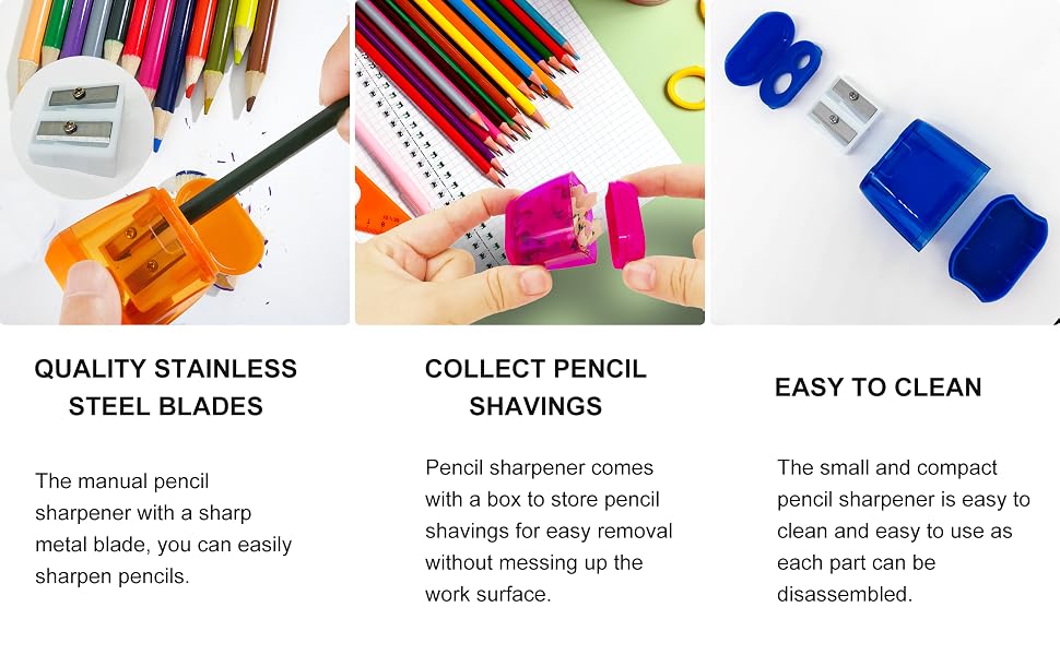 Portable Manual Pencil Sharpeners for Travel School Office and Art Room