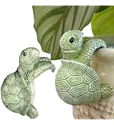 Xxshcdz 2Pcs Turtle Figurines Plant Pot Hang Decor Resin Tortoise Sculpture Garden Balcony Yard D...