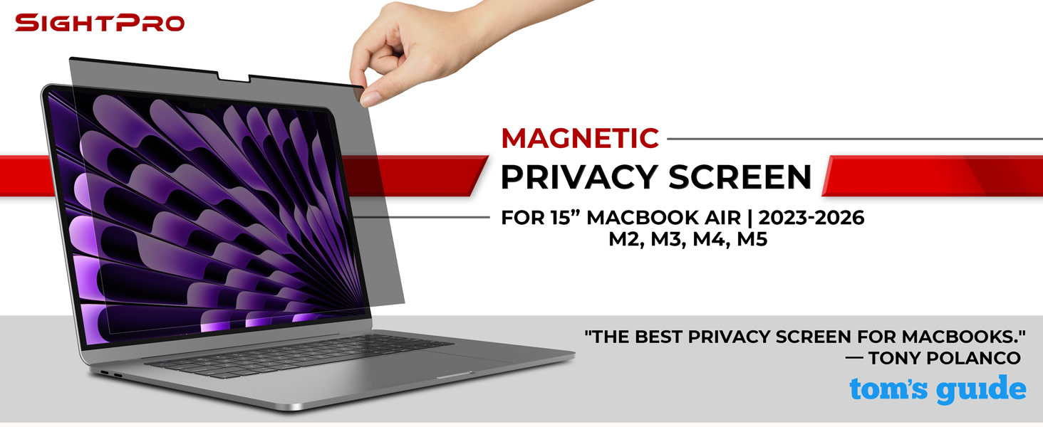 magnetic privacy screen macbook air 15 inch 2023-2026 m2 m3, m4, m5