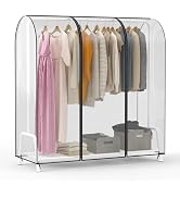 Zilink 60'' Clear Garment Rack Cover Dustproof Clothes Rack Cover Clear Garment Bags Fur Coat Sto...