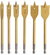 COMOWARE Spade Drill Bit Set- Paddle Flat Bits, Hole Cutter, Titanium Coating, Carbon Steel, Wood...