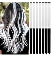 LADYAMZ Colored Hair Extensions 14 PCS, 22 In Black and White Clip in Hair Extensions Christmas P...