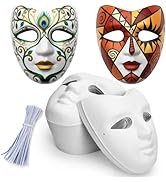 Nicunom 50 Pcs Paper Mache Mask, DIY Craft Full Face Masks Paint Masquerade Ball Mask White Adult...