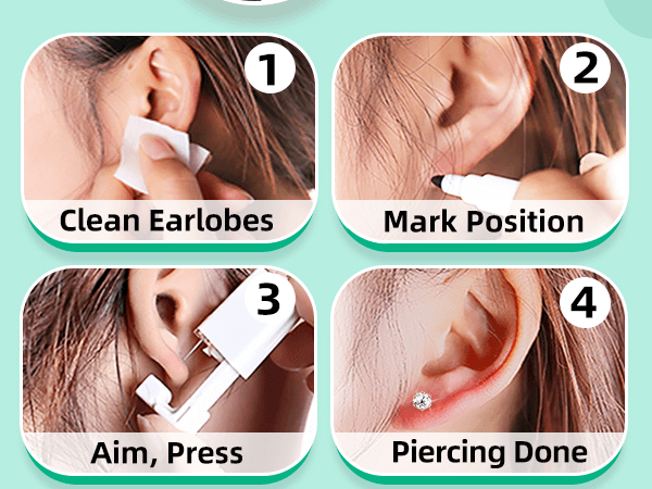 12 Pcs Ear Piercing Kit Disposable Ear Piercing Gun Kit with 4 Pcs 6 Prong Setting Cubic Zirconia