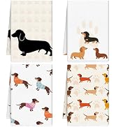 VISSTREE Dachshund Gifts Kitchen Towels Set of 4, Funny Weiner Dog Dish Towels, Microfiber Cute D...