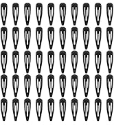 Glossy Coated Black Snap Hair Clips by FLAREANN – 50 PCS, 2 Inch Non-Slip Metal Barrettes, Classi...