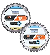 Luckyway 2-Pack 10 Inch Miter/Table Saw Blades 32T&60T with 5/8 Inch Arbor TCT Circular Saw Blade...