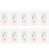 Night Light Outlet,Grenncycle 10PK 15A High Speed Wall Outlet Cover with Nightlight Built in,4.8A...