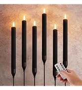 Girimax Black Flameless Taper Candles with Remote, Flickering Realistic LED Candlesticks Battery ...