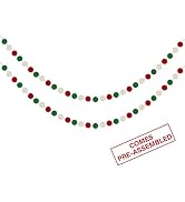 60 Balls Christmas Felt Ball Garlands - Christmas Decorations - Christmas Pom Pom Garlands for Ch...