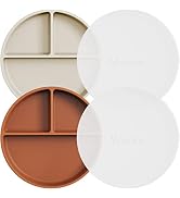 Moonkie Suction Plates for Babies & Toddlers | BPA-Free Silicone Divided Plates with Lid | Microw...