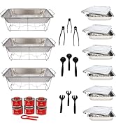 Alpha Living 70027 33-Pcs Disposable Chaffing Buffet with-Covers, Utensils, 6Hr Fuel Cans – Premi...