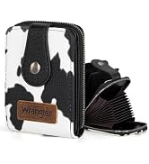 Montana West X Wrangler Cow Print Wallet Women Small Credit Card Holder with Rfid Blocking Zip Cr...