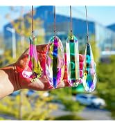 H&D HYALINE & DORA Crystal Suncatcher Hanging Prisms Pendant, Rainbow Chandelier Prisms Window Ga...