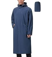 UIQUR Men's Long Rain Jacket Windbreaker Waterproof Lightweight Packable Running Hiking Cycling G...