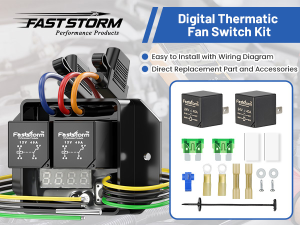 Adjustable Temperature Range Digital Electric Thermatic Fan Switch Kit