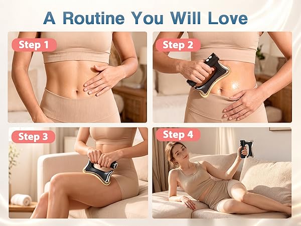 Fascia massage tool with heat and vibration soothes back tension during home care.