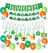 43PCS St. Patrick 's Day Decorations - Shamrock Clover Banners Lucky Garland Hanging Swirls Ballo...