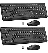 Wireless Keyboard and Mouse Combo, Full Size Silent Ergonomic Keyboard and Mouse, Long Battery Li...