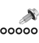 M12×1.75 Magnetic Oil Drain Plug,Replacement OEM#6730-AA/AJ0310404 Oil Pan Drain Plug with 5PCS O...