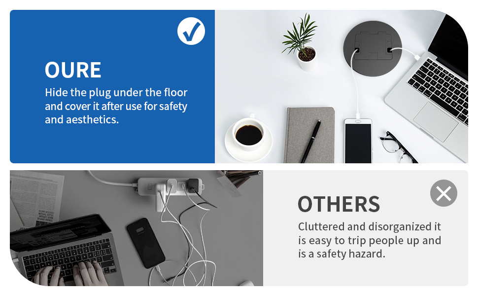 Display of floor socket usage scenarios