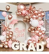 Rose Gold Balloon Arch kit, 130Pcs Rose Gold Champagne Gold Pink White Balloons with Foil Star Co...