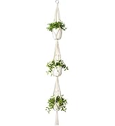 Mkono Macrame Plant Hanger 3 Tier Indoor Outdoor Hanging Planter Basket Cotton Rope with Beads 70...
