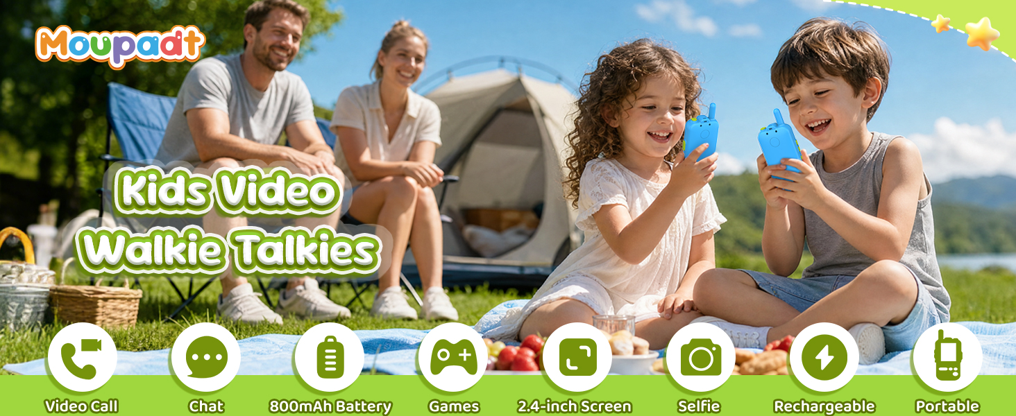video kids walkie talkies 2 pack