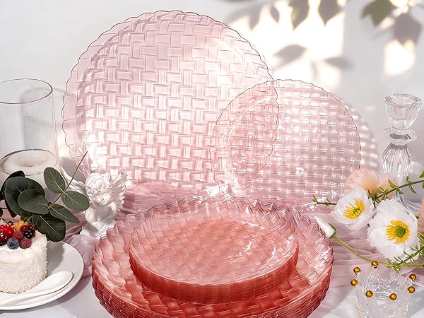 Clear Pink Plastic Plates