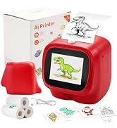 WiseElf AI Voice-Powered Sticker Printer for Kids, Thermal Inkless, Red | 2.4" HD screen, 6 art m...