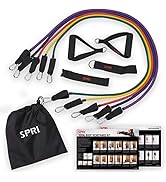 SPRI Resistance Band Kit (5 Exercise Bands, Ankle/Wrist Strap, Door Anchor, Foam Padded Handles, ...