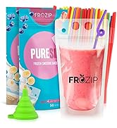 Frozip 100pcs 16oz Drink Pouches for Adults - Drink Pouches with Straws x100 & Funnel - Resealabl...