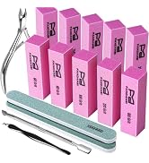 FANDAMEI Nail Buffer Block Kit - 10 PCS With Different Grit, Buffing File, Cuticle Trimmer, Manic...